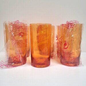 Pier 1 Imports Set 6 Clarity Glasses Orange Amber Acrylic Shatterproof 6'' New